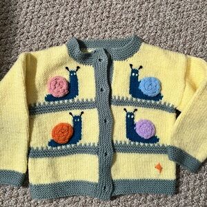 Anthropologie Yellow and Gray Snail Sweater